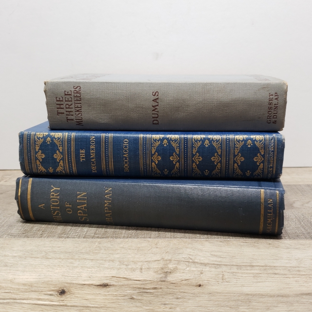 Decorative Old Blue/Gray Books Home Office Library